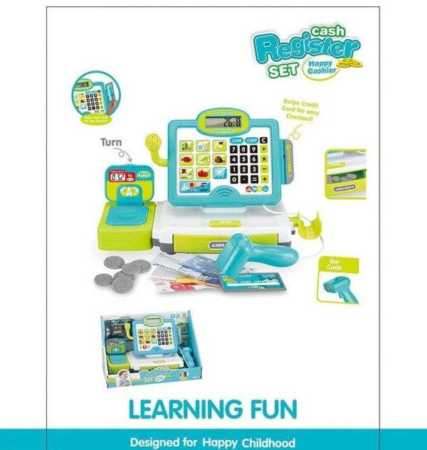 Касовий апарат 35577 A (6) підсвічування, звук, калькулятор, мікрофон, ваги, карта та монети, в коробці