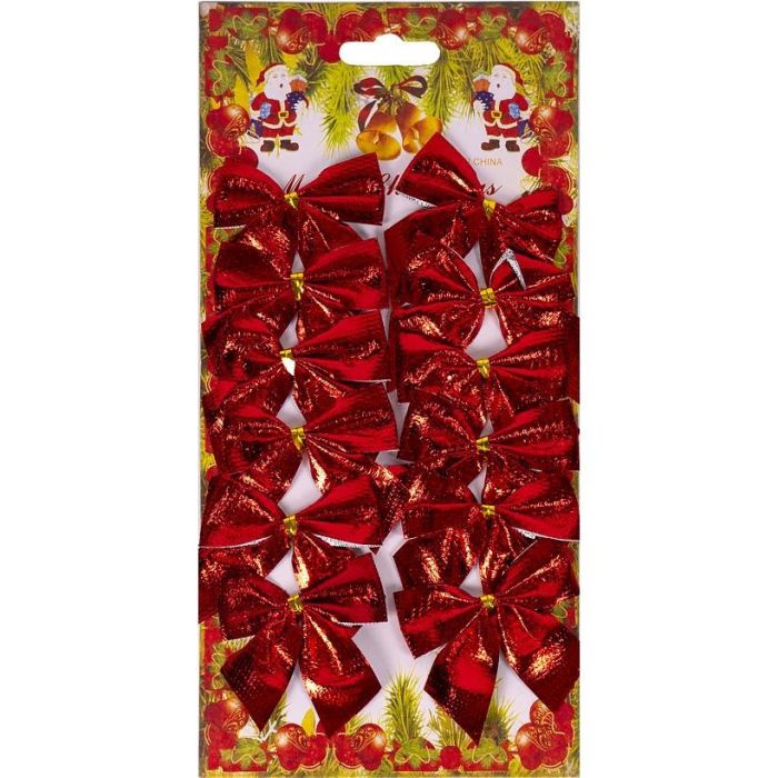 Набір святкових червоних бантиків 2035SP (98395) 12 штук