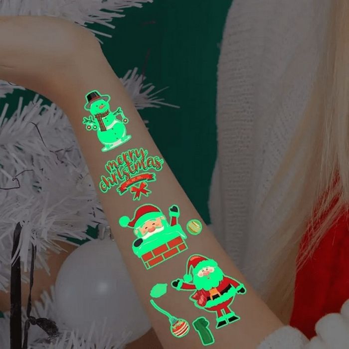 Набір тимчасових тату "Різдво №2" kids-tatto-set10-2-christmass, що світяться, 12 х 7 см  
