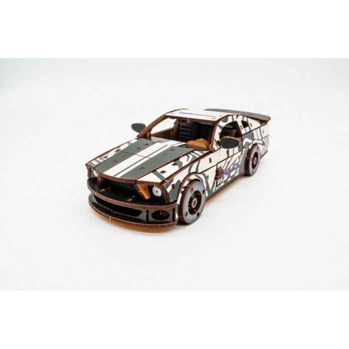 Дерев'яний 3D конструктор "Muscle car GT" Puz-00639, 162 деталі, білий                                                      