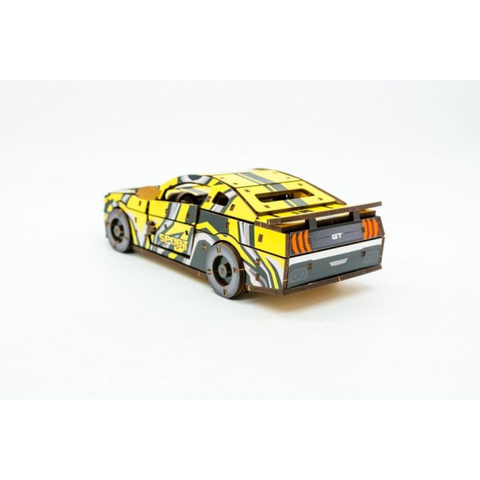Дерев'яний 3D конструктор "Muscle car GT" Puz-00638, 162 деталі, жовтий                                                    