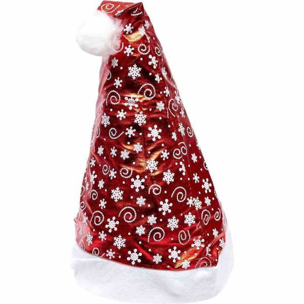 Шапка новорічна "Санта-Клауса" 6241-5-1 зі сніжинками