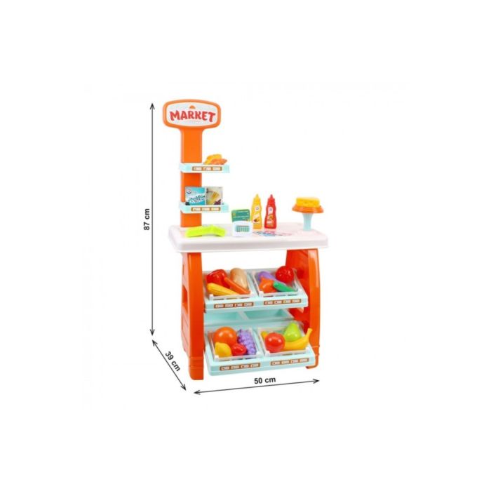 Ігровий дитячий набір "Маркет" 0730TXK прилавок з полицями, кошик, різні продукти