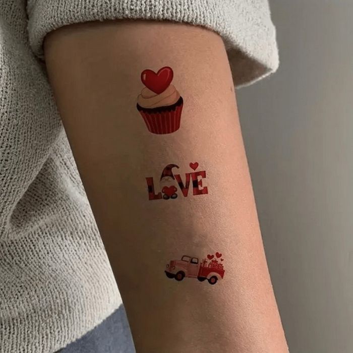 Набір тимчасових тату "Любов № 1" Love-tattoo-mini-set-1-10, 12 х 7 см 10 шт