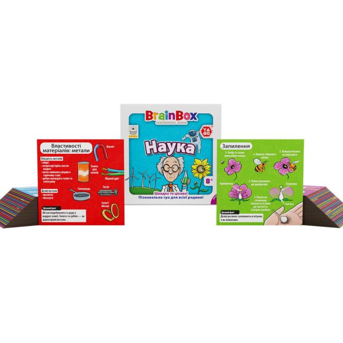 Карткова гра Brainbox "Наука" Yago BZZBRSC01UA 55 карток 1 гральний кубик