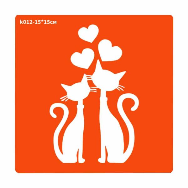 Трафарет для біо-тату Котик k012-15*15см, розмір 15х15см