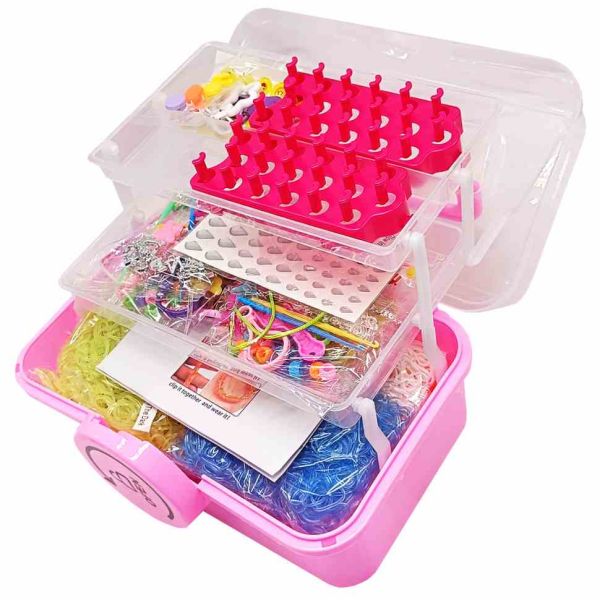 Дитячий набір для плетіння браслетів "Loom" 16202(Pink) в чемодані