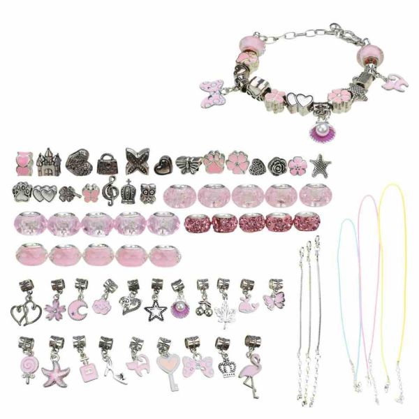 Набір для створення шарм-браслетів "Пандора" B4350(Pink) з підвісками