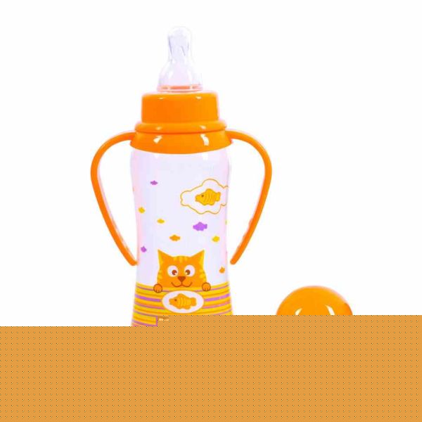 Пляшечка для годування з силіконовою соскою 1411_помаранчевий 250 мл