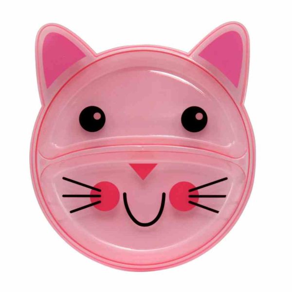 Дитяча секційна тарілочка "Кіт" 6000_кіт_рожевий