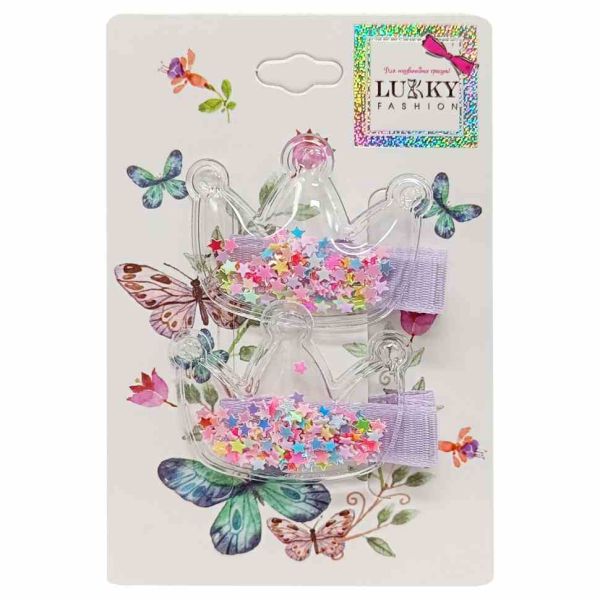 Затискач дитячий для волосся "Корона" T18456, 2 штуки