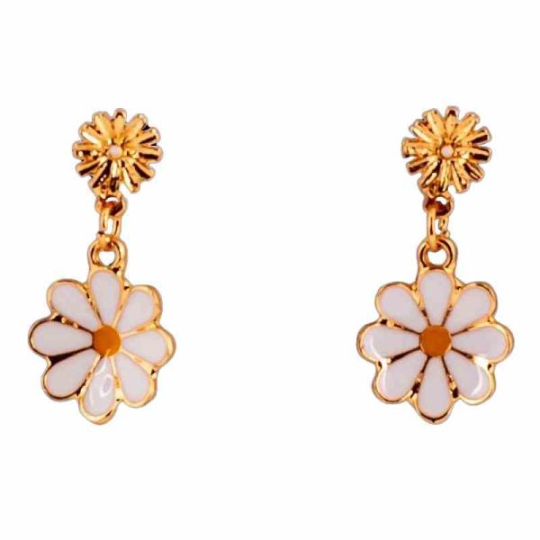 Дитячі сережки "Fashion ромашки" T24626 біло-жовтий