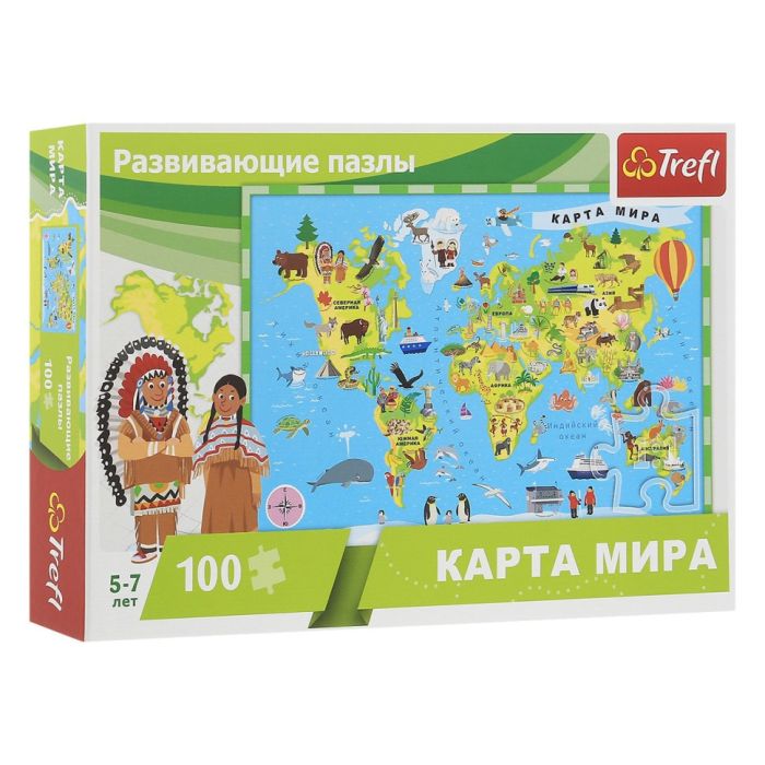 УЦІНКА! Пазл дитячий "Карта світу" Trefl 15527-UC 100 елементів