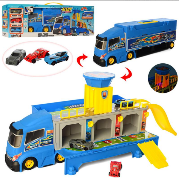 Іграшкова Вантажівка-паркінг "Гонка" HW-118, 3 машинки