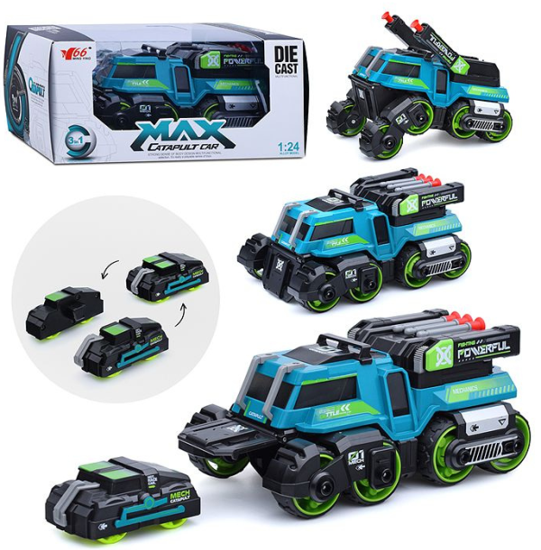 Дитяча машинка "Max catapilt car 3 в 1" MY66-M1223(Blue) стріляє патронами на присосках