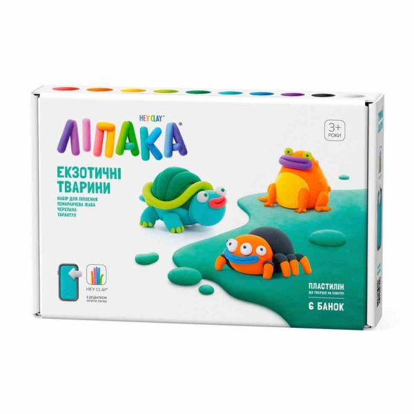 Набір самозатвердіючого пластиліну Екзотичні тварини Тарантул, черепаха, жаба ЛІПАКА 60050-UA01