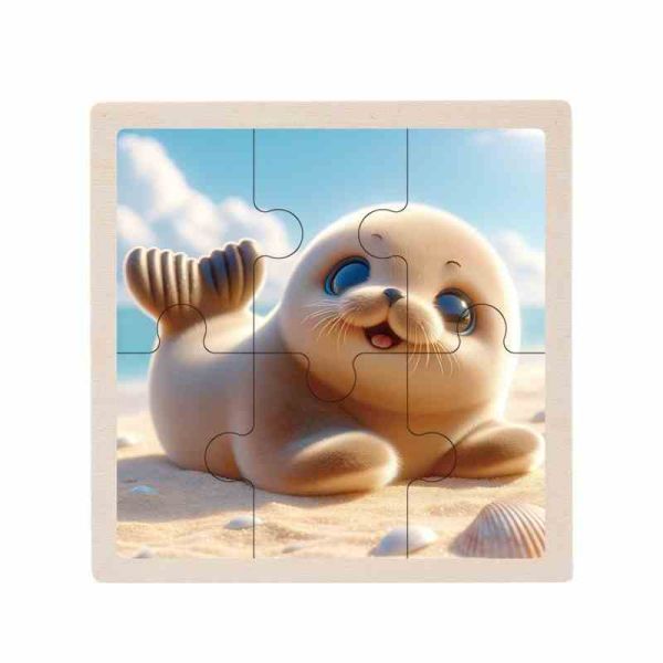 Дитячий дерев'яний пазл-вкладиш "Морський котик" MD 1509-6, 6 елементів 9,8 х 9,8 х 0,4 см