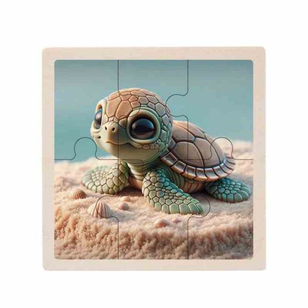 Дитячий дерев'яний пазл-вкладиш "Черепашка" MD 1509-28, 6 елементів 9,8 х 9,8 х 0,4 см