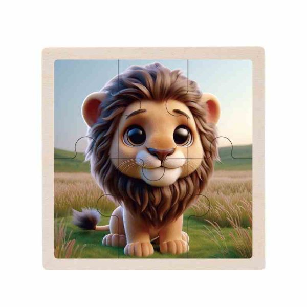 Дитячий дерев'яний пазл-вкладиш "Левеня" MD 1509-21, 6 елементів 9,8 х 9,8 х 0,4 см