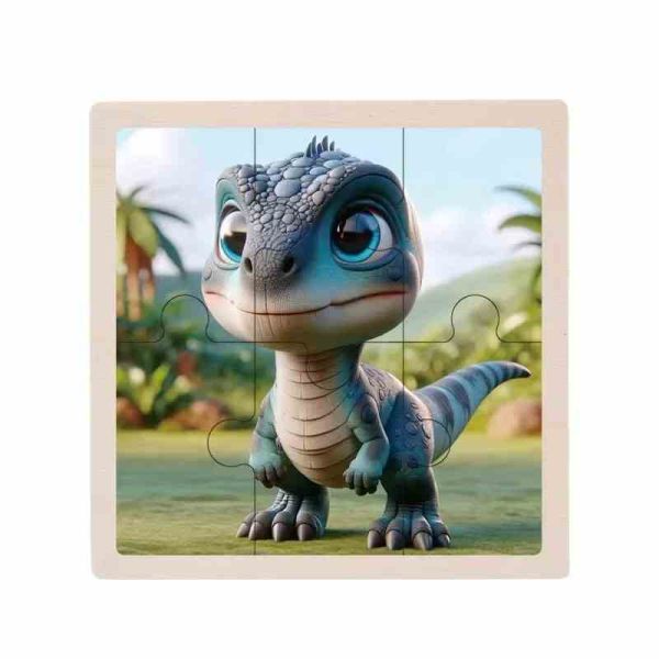 Дитячий дерев'яний пазл-вкладиш "Велоцираптор" MD 1509-12, 6 елементів 9,8 х 9,8 х 0,4 см