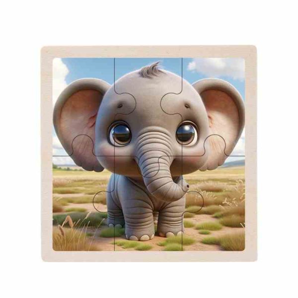 Дитячий дерев'яний пазл-вкладиш "Слоненя" MD 1509-11, 6 елементів 9,8 х 9,8 х 0,4 см