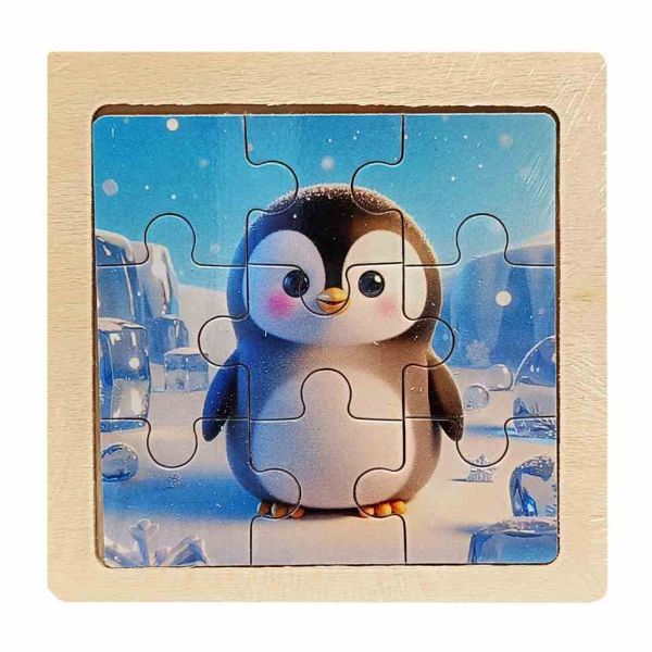Дитячий дерев'яний пазл-вкладиш "Пінгвін" MD 1506-9, 9 елементів 9,8 х 9,8 х 0,4 см