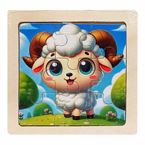 Дитячий дерев'яний пазл-вкладиш "Баранчик" MD 1506-8, 9 елементів 9,8 х 9,8 х 0,4 см