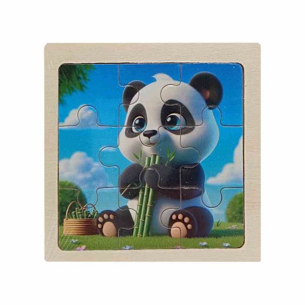 Дитячий дерев'яний пазл-вкладиш "Пандочка" MD 1506-6, 9 елементів 9,8 х 9,8 х 0,4 см