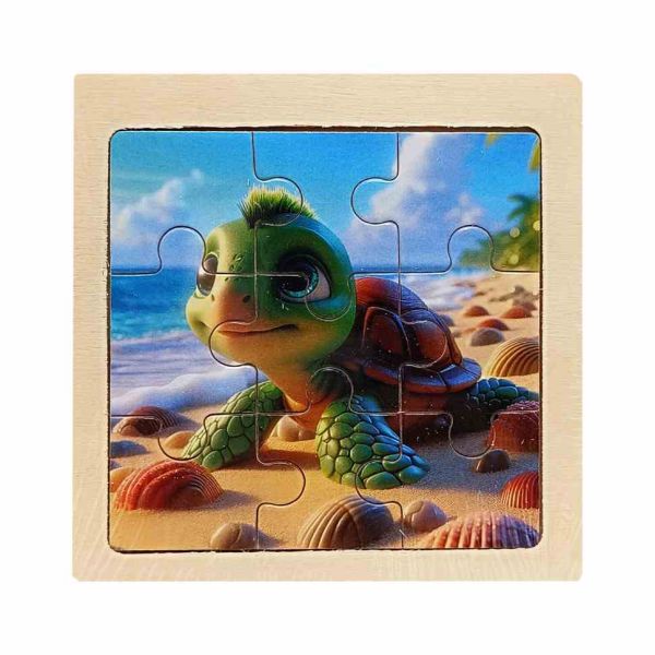 Дитячий дерев'яний пазл-вкладиш "Черепашка" MD 1506-5, 9 елементів 9,8 х 9,8 х 0,4 см