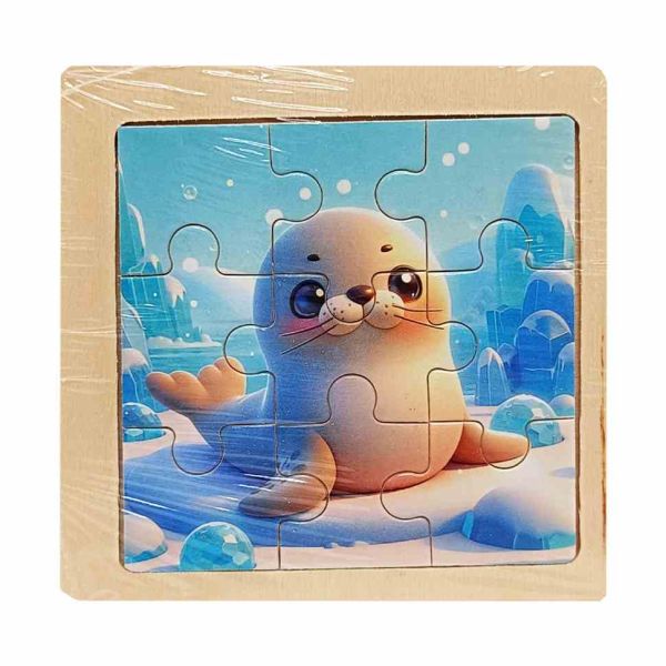 Дитячий дерев'яний пазл-вкладиш "Морський котик" MD 1506-3, 9 елементів 9,8 х 9,8 х 0,4 см