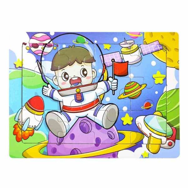 Дитячий дерев'яний пазл-вкладиш "Космонавт" MD 1343-5, 12 елементів 15 х 11 х 0,4 см