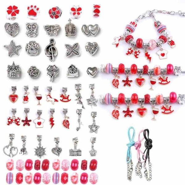 Набір для створення браслетів і підвісок B4343(Red)  із шармами