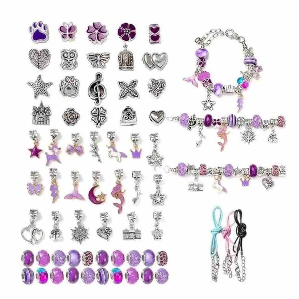 Набір для створення браслетів і підвісок B4343(Purple)  із шармами
