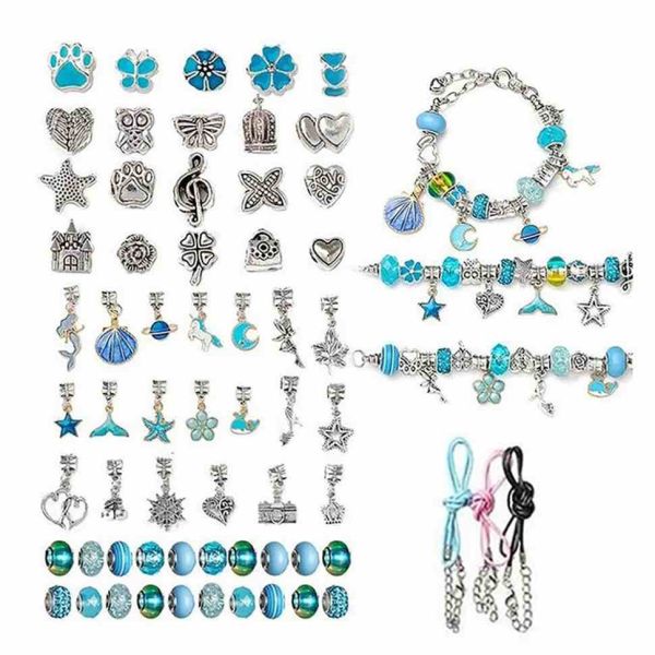 Набір для створення браслетів і підвісок B4343(Blue)  із шармами