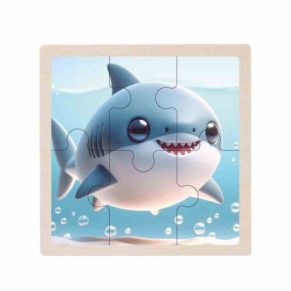 Дитячий дерев'яний пазл-вкладиш "Акула" MD 1509-8, 6 елементів 9,8 х 9,8 х 0,4 см