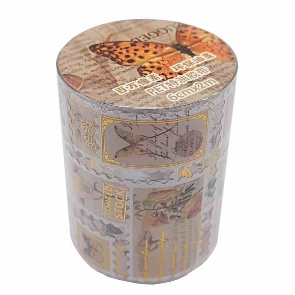 Декоративна стрічка з наліпками "Ретро стиль" XM-JD2859-1, 6 см 2 м 