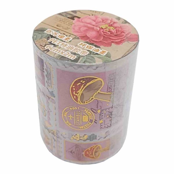 Декоративна стрічка з наліпками "Ретро стиль" XM-JD2859-4, 6 см 2 м 