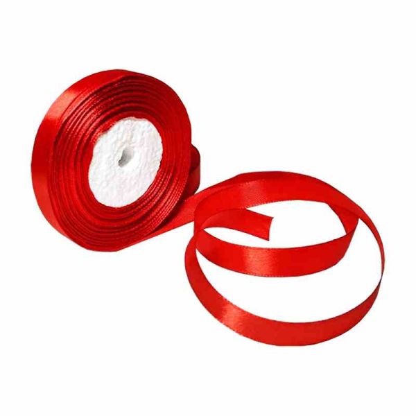 Стрічка атласна Червона Bambi 784-26 ширина 1,2 см, довжина 23 метри