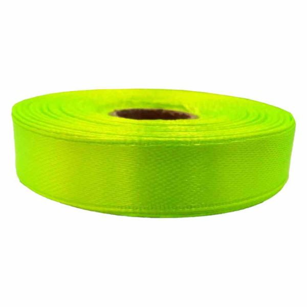 Атласна стрічка "Лимонний Неон" Bambi АБ-623 ширина 1,2 см, довжина 23 метри