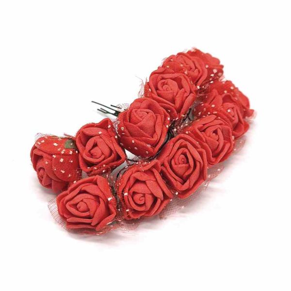 Декоративний букет Розочки з фоамірану з фатином Bambi SP-166, 12 гілочок