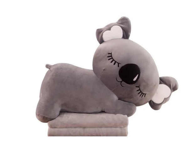 Дитяча м'яка іграшка "Коала" L1129(Grey) іграшка з пледом, розмір 50 см