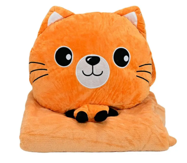 Дитяча м'яка іграшка "Кішечка" L1128(Peach) іграшка з пледом, розмір 40 см