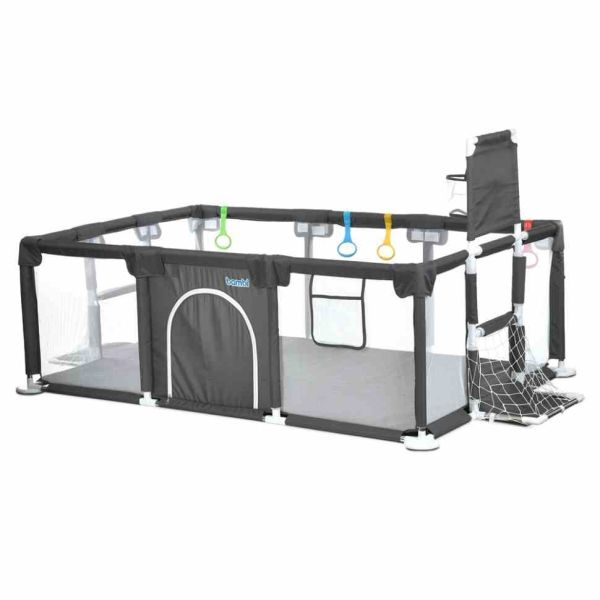 Дитячий манеж MR 1338-G, сірий, з баскетбольним кільцем