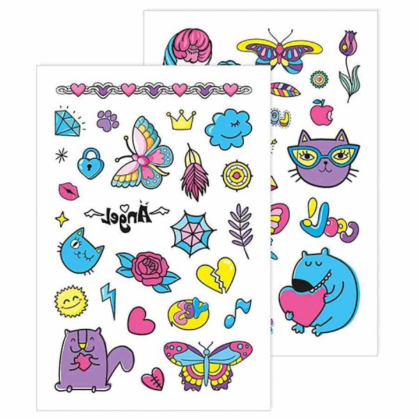 Тимчасові татуювання для старших дівчаток Фіолетовий котик 10100697, 2 аркуші