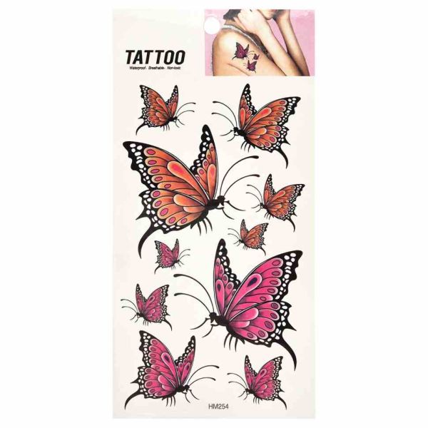 Тимчасове татуювання "Помаранчеві та рожеві метелики Tattoo" 1020-HM254