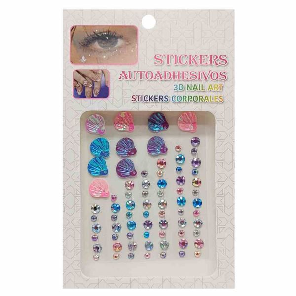 Наклейки декоративні "Стрази та перли" XY-019/021-4 на планшеті 75 шт