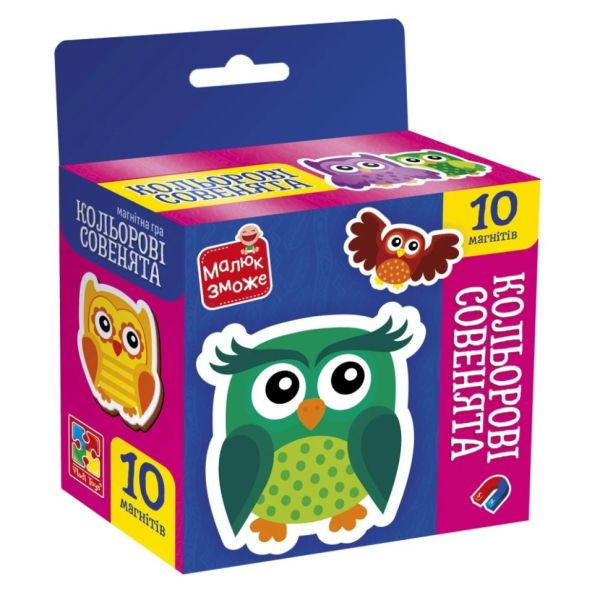 Дитячий набір магнітів "Кольорові совенята" VT3106-38, 10 магнітів