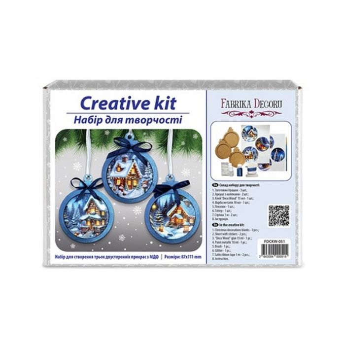 Творчий набір для створення 3-х ялинкових прикрас "Fairytale Christmas" FDCKW-051
