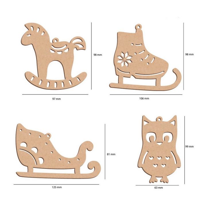 Набір ялинкових прикрас "Зимові атрибути" FDZ-533, 10 шт