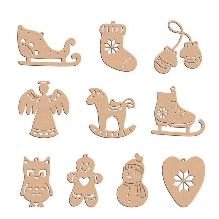 Набір ялинкових прикрас "Зимові атрибути" FDZ-533, 10 шт